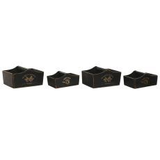 Uppsättning med Brickor Home ESPRIT Svart Granträ 35 x 22 x 18 cm