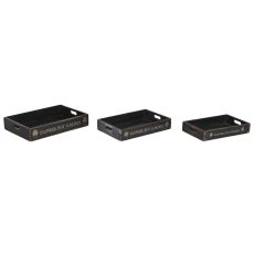 Uppsättning med Brickor Home ESPRIT Svart Granträ 56 x 38 x 10 cm (3 Delar)