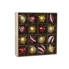 Julgranskulor Home ESPRIT Röd Gyllene PVC 25 x 6 x 25 cm (16 Delar)