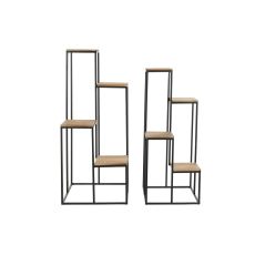 Bokhylla Home ESPRIT Vit Naturell Metall Granträ 40 x 40 x 100 cm (2 antal)