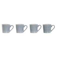 Set med 4 muggar Home ESPRIT Blå Stengods 340 ml 13 x 9,5 x 9,2 cm Mandala