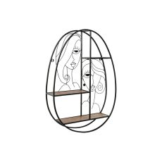 Bokhylla Home ESPRIT Svart Naturell Metall Trä MDF 53 x 12,2 x 72 cm Vägg