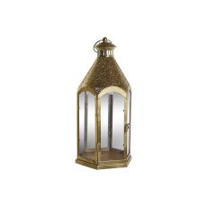 Ljusstakar Home ESPRIT Gyllene Metall Glas 23 x 23 x 48 cm
