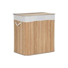 Tvättkorg Home ESPRIT Vit Naturell Bambu 140 L 60 x 40 x 60 cm