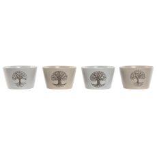 Skål Home ESPRIT Vit Beige Stengods 570 ml 13 x 13 x 8 cm (4 antal)