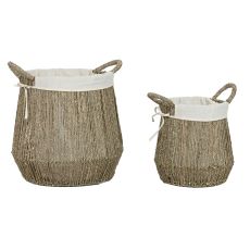 Tvättkorg Home ESPRIT Vit Naturell Havsalger 43 x 43 x 48 cm (2 antal)