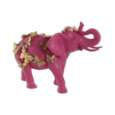 Prydnadsfigur Home ESPRIT Gyllene Fuchsia Elefant 26 x 13,5 x 19 cm