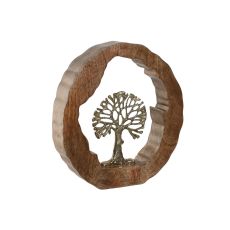 Prydnadsfigur Home ESPRIT Gyllene Naturell Träd Kolonial 28 x 5 x 28 cm