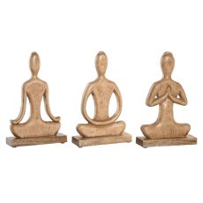 Prydnadsfigur Home ESPRIT Ljusbrun Naturell Yoga Arab 17,7 X 6 X 28,5 CM (3 antal)