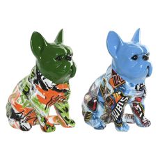 Prydnadsfigur Home ESPRIT Blå Grön Multicolour Hund 9,5 X 13 X 16 CM (2 antal)