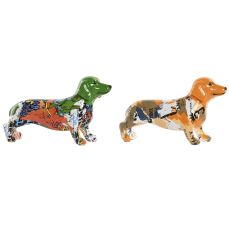 Prydnadsfigur Home ESPRIT Gul Grön Multicolour Hund 20 X 6 X 11,5 CM (2 antal)