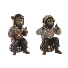 Prydnadsfigur Home ESPRIT Brun Gyllene 18,5 X 16,5 X 26,5 CM (2 antal)