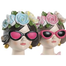 Prydnadsfigur Home ESPRIT Blå Rosa Kvinna 14 x 10 x 20 cm (2 antal)