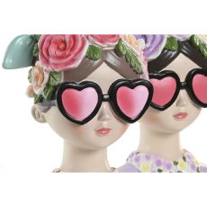 Prydnadsfigur Home ESPRIT Blå Rosa Kvinna 14,5 X 10,5 X 20 CM (2 antal)