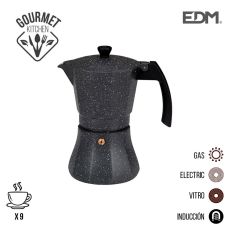 Italiensk Kaffepanna EDM Svart Aluminium 9 Koppar Induktionshäll