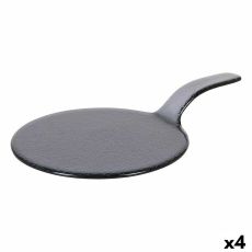 Snacksbricka Viejo Valle Svart Med handtag Glas Ø 23 x 37 cm (4 antal)
