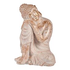 Dekorativ Trädgårdsfigur Ibergarden CC20445 Vit Gyllene Polyresin 35,5 x 54,5 x 42 cm Buddha