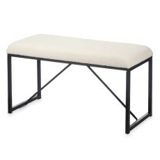Bänk Vit Metall Tyg 81 x 42 x 38 cm