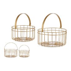 Multifunktionell korg Gift Decor JY19150G Guld Gyllene Metall 25 x 27 x 25 cm 2 Delar