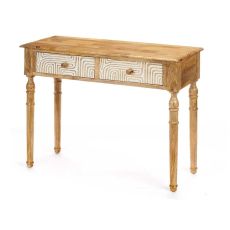 Hallmöbel med 2 lådor Vit Brun Mangoträ 98 x 77 x 42 cm Kurva