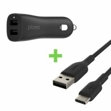 Universal USB-billaddare + USB C kabel Belkin Playa