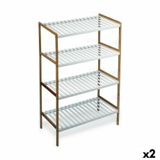 Bokhylla Confortime Vit Brun 4 Hyllor Bambu 70 x 35 x 100 cm (2 antal)