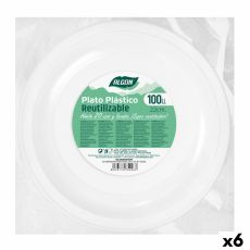 Set med återanvändbara tallrikar Algon Rund Vit Plast 22 x 22 x 1,5 cm (6 antal)