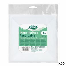 Set med återanvändbara tallrikar Algon Fyrkantig Plast 18 x 18 x 2 cm (36 antal)