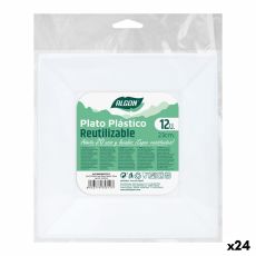 Set med återanvändbara tallrikar Algon Fyrkantig Vit Plast 23 x 23 x 2 cm (24 antal)