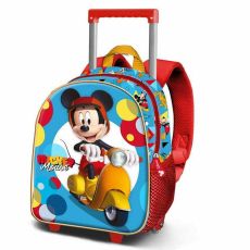 Skolryggsäck 3D med hjul Mickey Mouse Scooter Blå Röd 26 x 13 x 34 cm