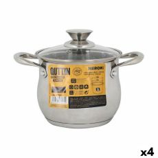 Kastrull med glaslock Quttin New Neron Stål 17,5 x 13,2 cm (4 antal)