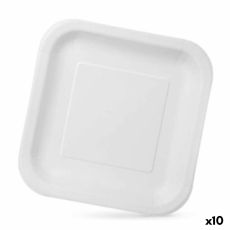 Tallriksset Algon Engångsanvändning Vit Papp 23 x 23 x 1,5 cm (10 antal)