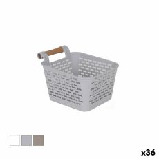 Multifunktionell korg Confortime Plast Med handtag Trä 13 x 11 x 8 cm (36 antal)