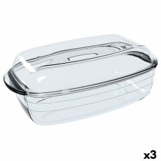 Ugnsform Ô Cuisine Rektangulär Med lock 37,5 x 22,5 x 10,6 cm Transparent (3 antal)