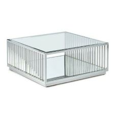 Soffbord DKD Home Decor Transparent Silvrig Stål Speglar 100 x 100 x 45 cm