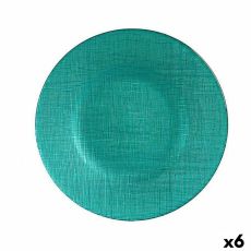 Platt skål Vivalto 323921P Turkos Glas 21 x 2 x 21 cm (6 antal)