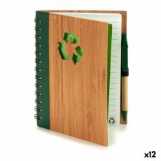 Spiralbundet anteckningsblock med penna Pincello AR1810136 1 x 18 x 14 cm Bambu (12 antal)
