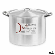 Gryta med lock Silvrig Aluminium 38 x 25 x 31 cm (4 antal)
