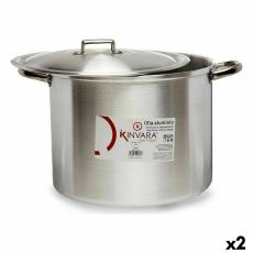 Gryta med lock Silvrig Aluminium 44 x 30 x 35 cm (2 antal)