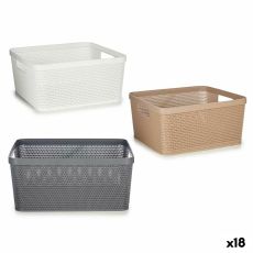 Multifunktionell korg Kipit 4730 Vit Beige Grå Plast 10 L 36 x 15 x 29 cm (18 antal)