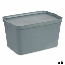 Förvaringslåda med lock Kipit TP596-2 Grå Plast 24 L 29,3 x 24,5 x 45 cm (6 antal)