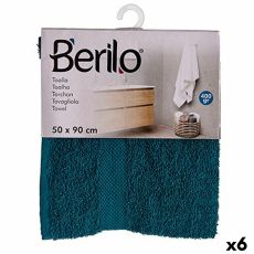 Badhandduk Berilo 89673 Blå 80 % bomull 20 % Polyester 50 x 90 cm (6 antal)