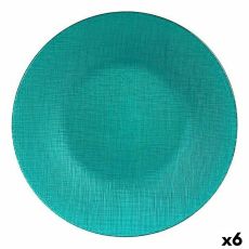Platt skål Vivalto 323928P Turkos Glas 27,5 x 2 x 27,5 cm (6 antal)