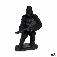 Prydnadsfigur Gorilla Gitarr Svart 17,5 x 38 x 27 cm (3 antal)