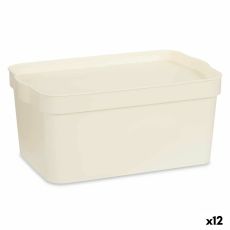 Förvaringslåda med lock Kipit TP594-4 Kräm Plast 7,5 L 21,5 x 14,5 x 32 cm (12 antal)
