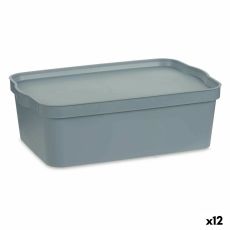 Förvaringslåda med lock Kipit TP595-2 Grå Plast 14 L 29,5 x 14,3 x 45 cm (12 antal)