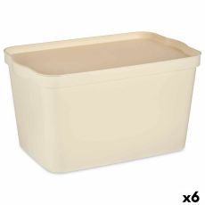 Förvaringslåda med lock Kipit TP596-3 Kräm Plast 24 L 29,3 x 24,5 x 45 cm (6 antal)