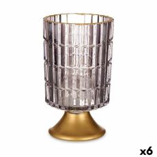 LED-lykta Grå Gyllene Glas 10,7 x 18 x 10,7 cm (6 antal)