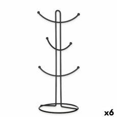 Mugghängare Svart Metall 16 x 39 x 16 cm (6 antal)