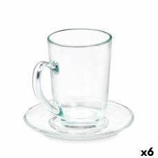 Kopp med assiett Vivalto 41089 Transparent Glas 200 ml (6 antal)
